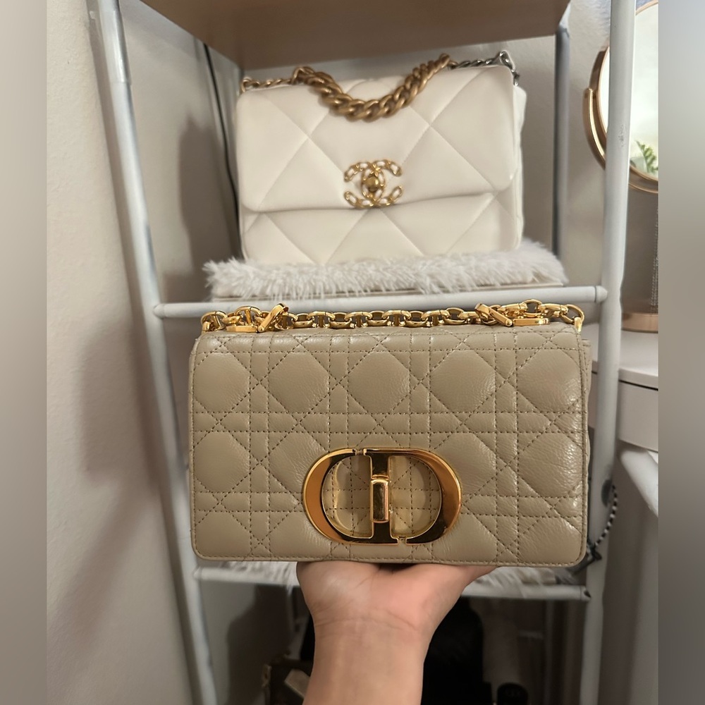 Authentic SMALL DIOR CARO BAG
Beige Supple Cannage Calfskin